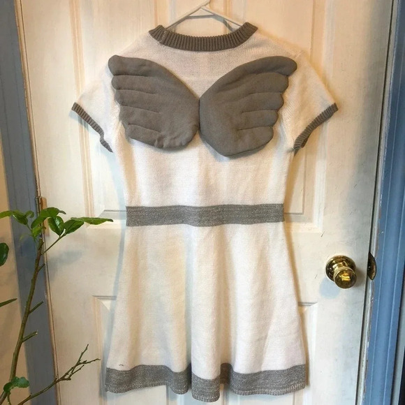 Soft Cozy Stretchy Girl Angel Wings Sweater Dress Size 11-13 - Picture 4 of 8